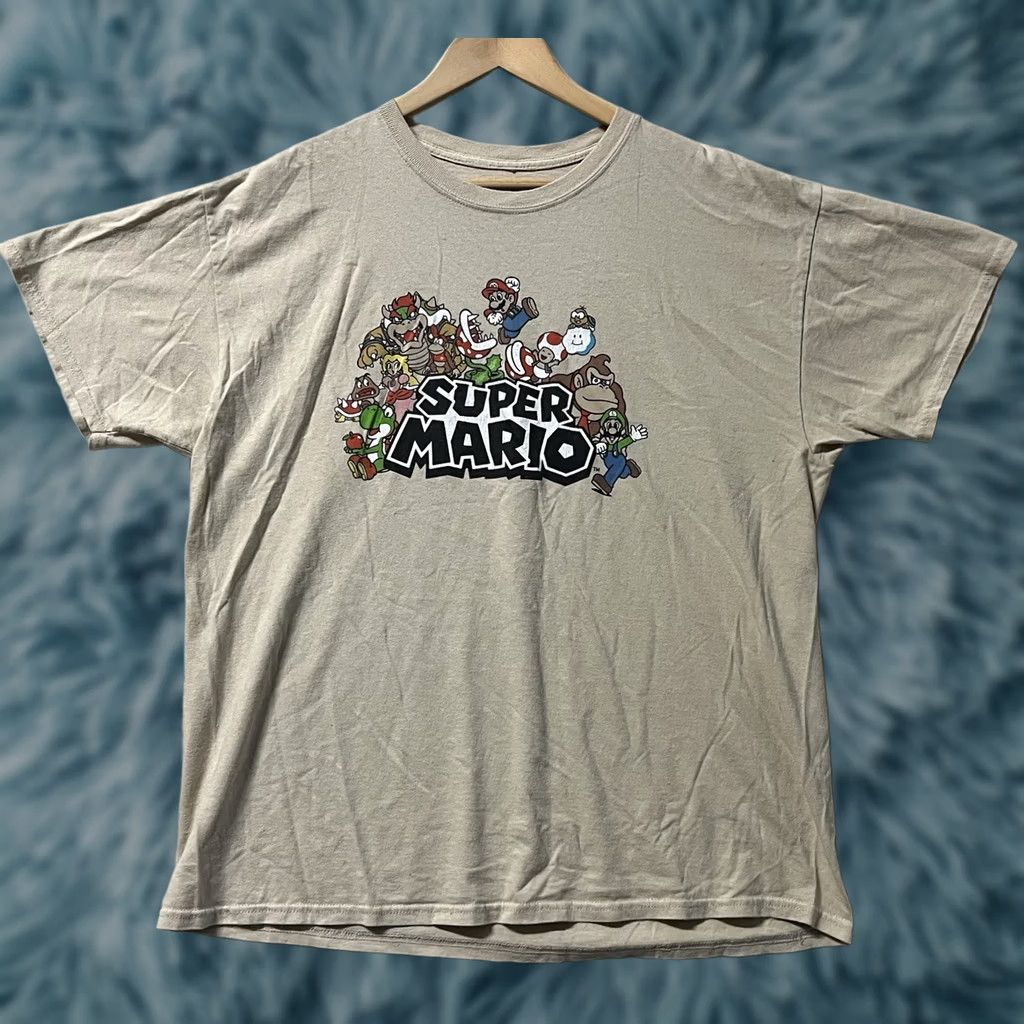 Vintage Super Mario Bros Tan Graphic T-shirt XL Mens Brown Size XL Shirt Shirt Mario Size US XL / EU 56 / 4 - 1 Thumbnail