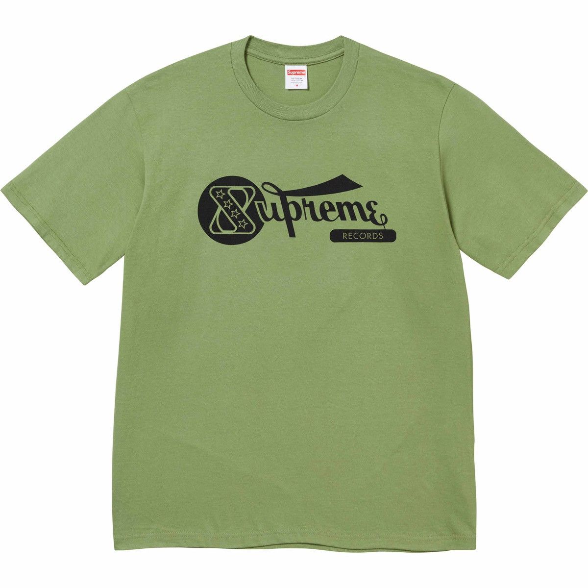 image of Supreme Records Logo Tee Short Sleeve Moss T-Shirt in Green, Men's (Size 2XL)