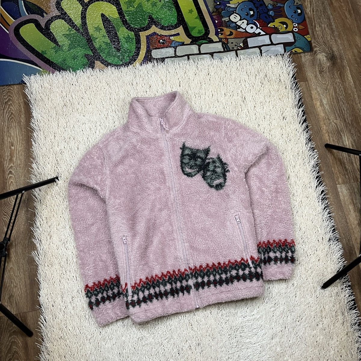 Supreme Rare Supreme Drama Mask Fleece Jacket Mens Pink LS Full Zip Size US L / EU 52-54 / 3 - 1 Thumbnail