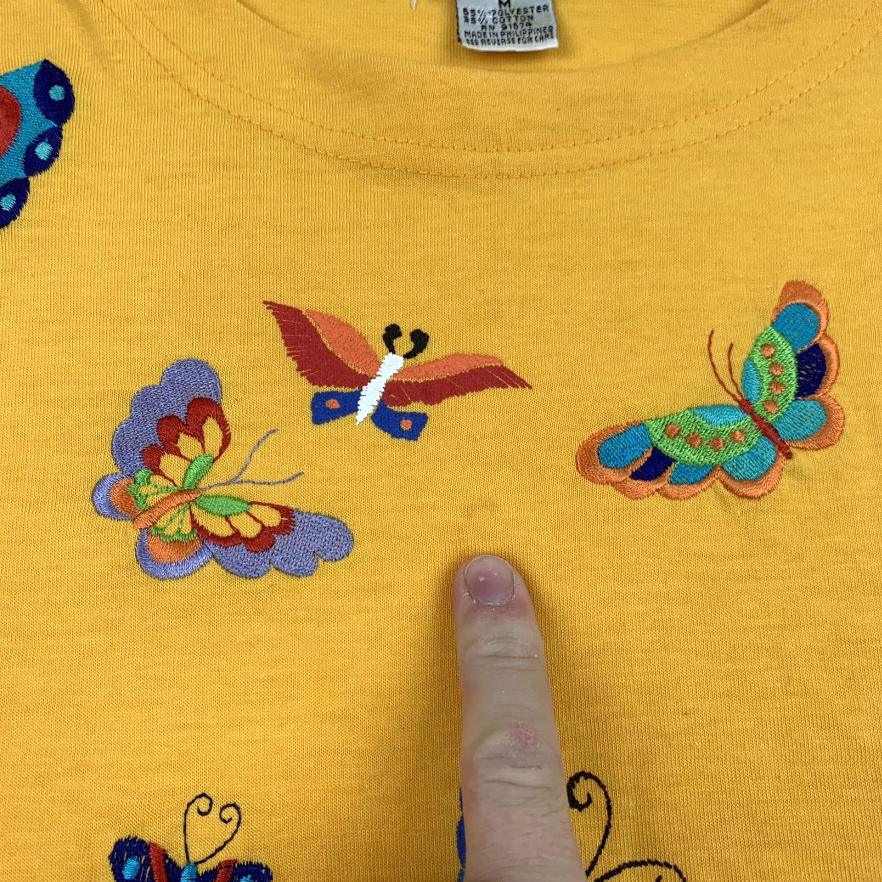 Vintage VINTAGE Bolo Spirit T-Shirt Womens Medium Yellow Butterfly 90s Casual Size M / US 6-8 / IT 42-44 - 3 Thumbnail