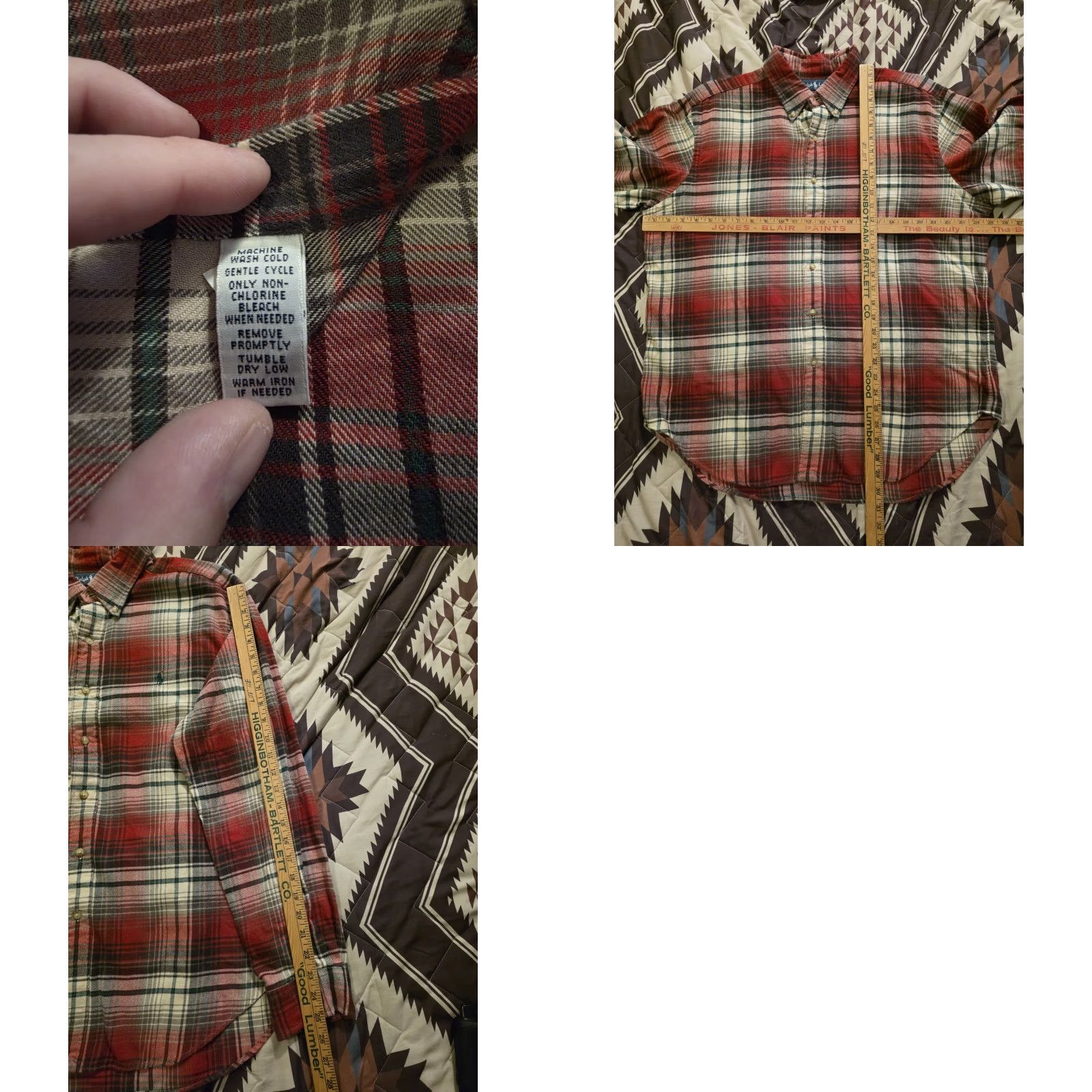 Ralph Lauren VINTAGE Ralph Lauren Long Sleeve Flannel Button-Up Plaid Red XL Men's Shirt Size US XL / EU 56 / 4 - 8 Thumbnail