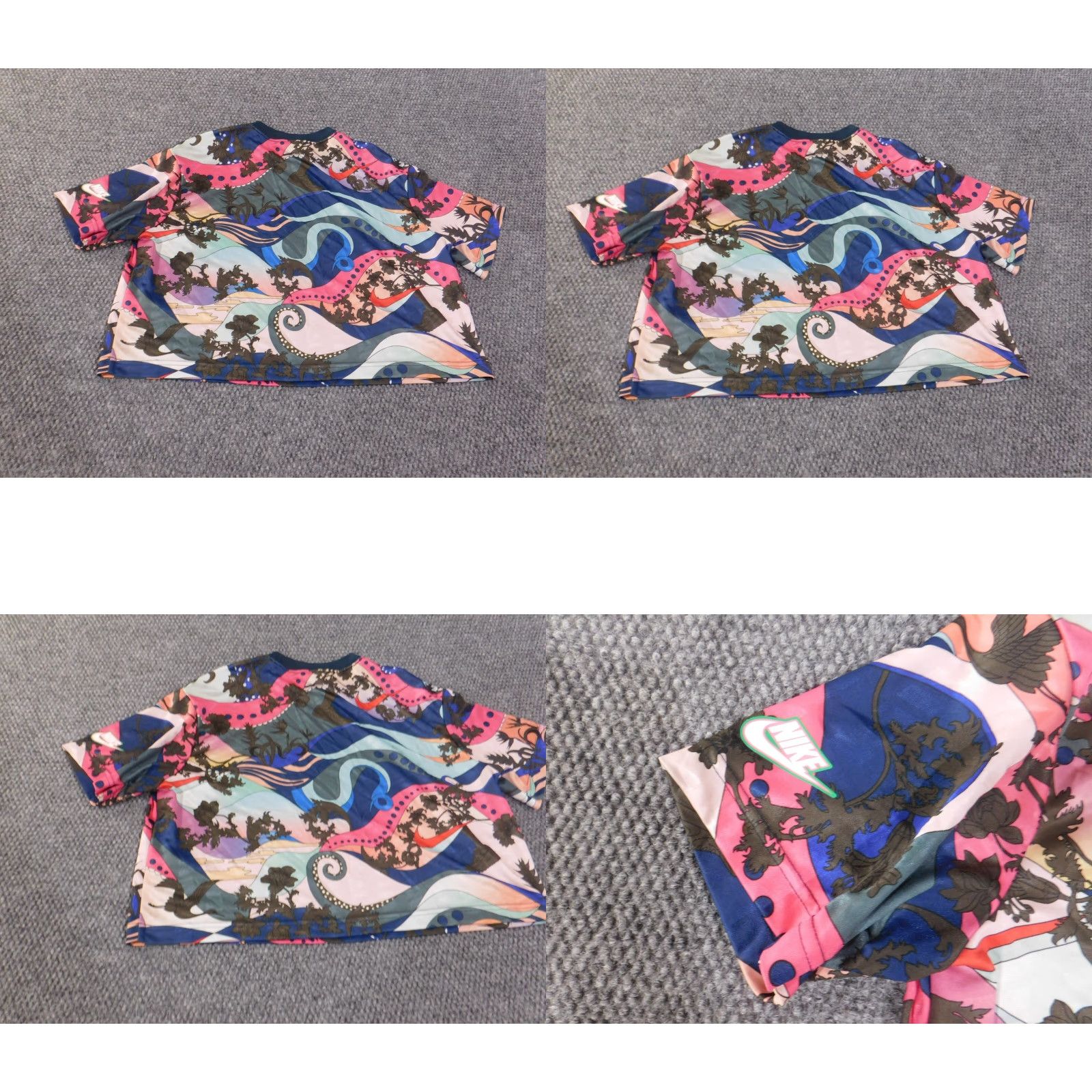 Nike Nike Dri-Fit Top Women S Blue Floral Short Sleeve Pullover Athletic Yoga Geometric Performance Shirt Size S / US 4 / IT 40 - 8 Thumbnail