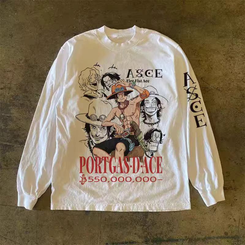 Vintage White Washed Vintage Anime Print Long-Sleeve T-Shirt Size US M / EU 48-50 / 2 - 1 Thumbnail