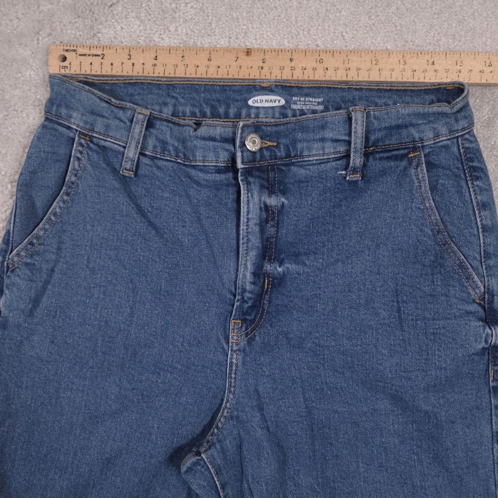 Old Navy Old Navy Jeans Womens 10 Blue Wash Straight Extra High Rise Stretch Size 32" / US 10 / IT 46 - 6 Thumbnail
