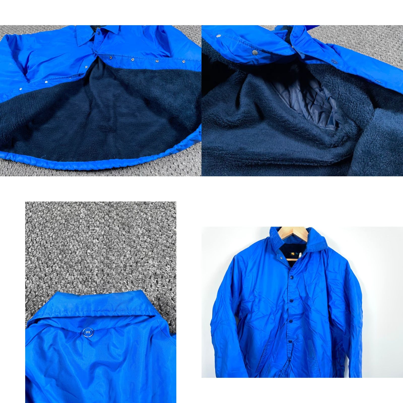 Champion VINTAGE Champion Jacket Coaches Blue Nylon Lined Sherpa Snap Button Mens Large USA Windbreaker 70s Retro Hipster Pockets Size US L / EU 52-54 / 3 - 10 Thumbnail