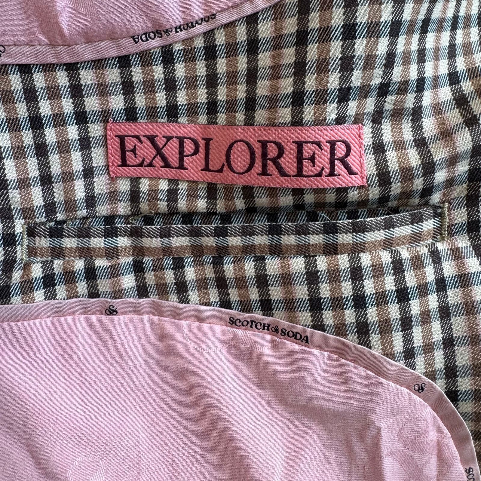 Scotch & Soda Scotch & Soda Double-Breasted Plaid Tailored Blazer Pink XS Size XS / US 0-2 / IT 36-38 - 8 Thumbnail