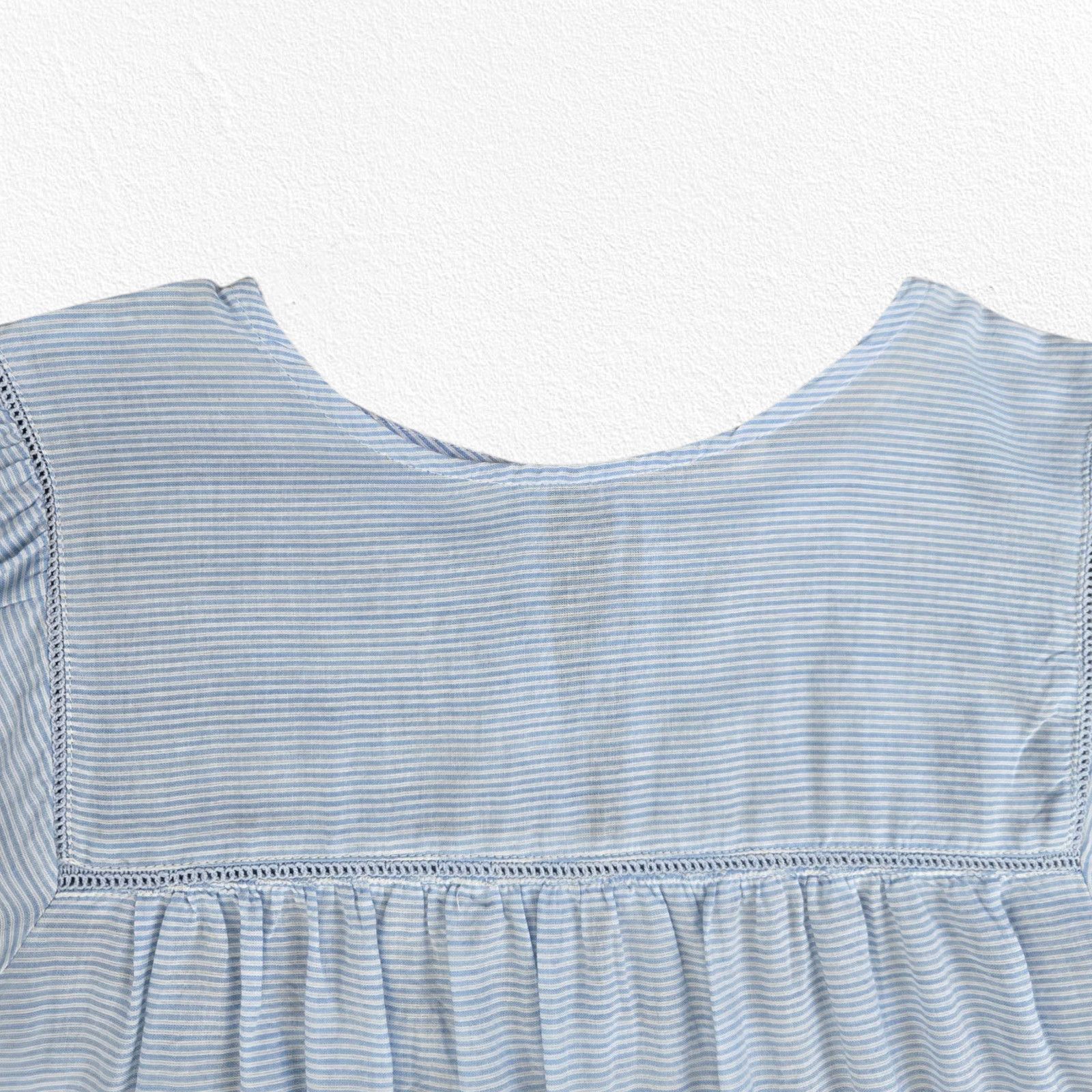 Zara Zara Blue Black Striped Embroidered Blouse Size XS Size XS / US 0-2 / IT 36-38 - 4 Thumbnail