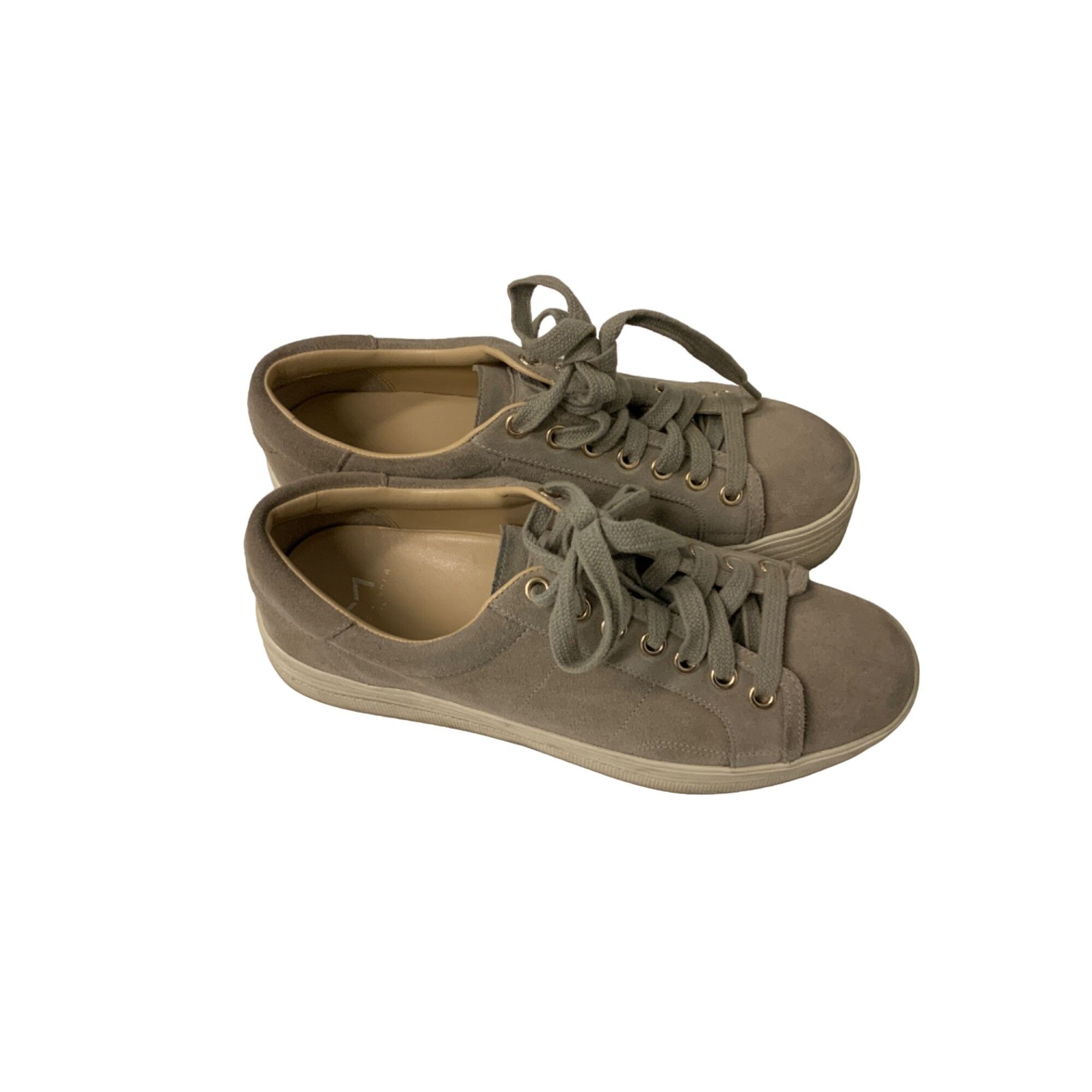 Marc Fisher Marc Fisher Ltd Taupe Suede MLEMMY Platform Sneakers Size US 7.5 / IT 37.5 - 3 Thumbnail