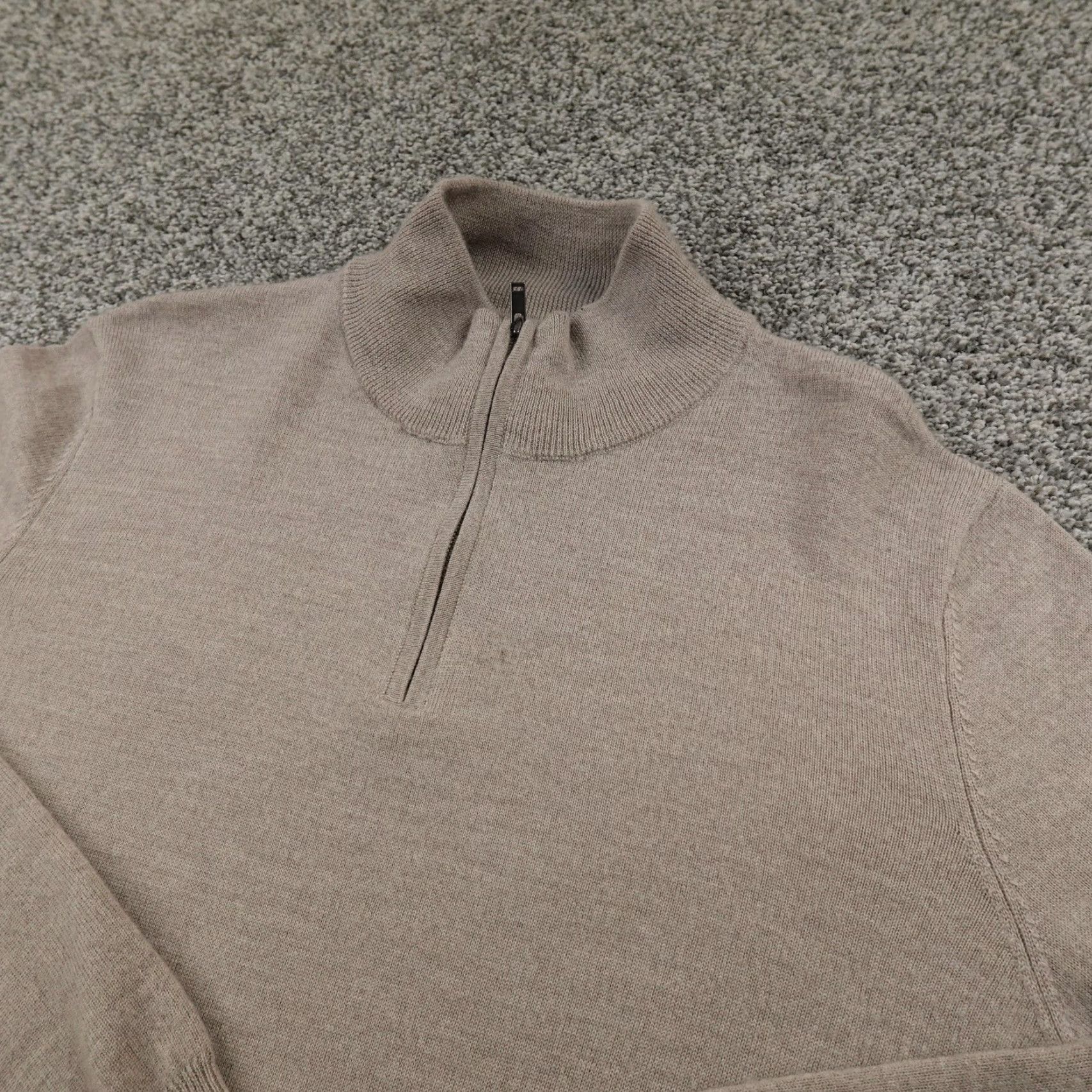 Christian Lacroix Christian Lacroix Sweater Mens L Beige Merino Wool 1/4 Zip Mock Neck Knit Pullover Long Sleeve Regular Fit Knitwear Casual Business Size US L / EU 52-54 / 3 - 2 Thumbnail