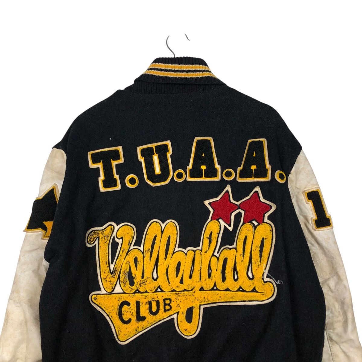 Delong 📌Vintage Varsity Leather Jacket Delon Big Logo Embroidered Size US M / EU 48-50 / 2 - 10 Thumbnail