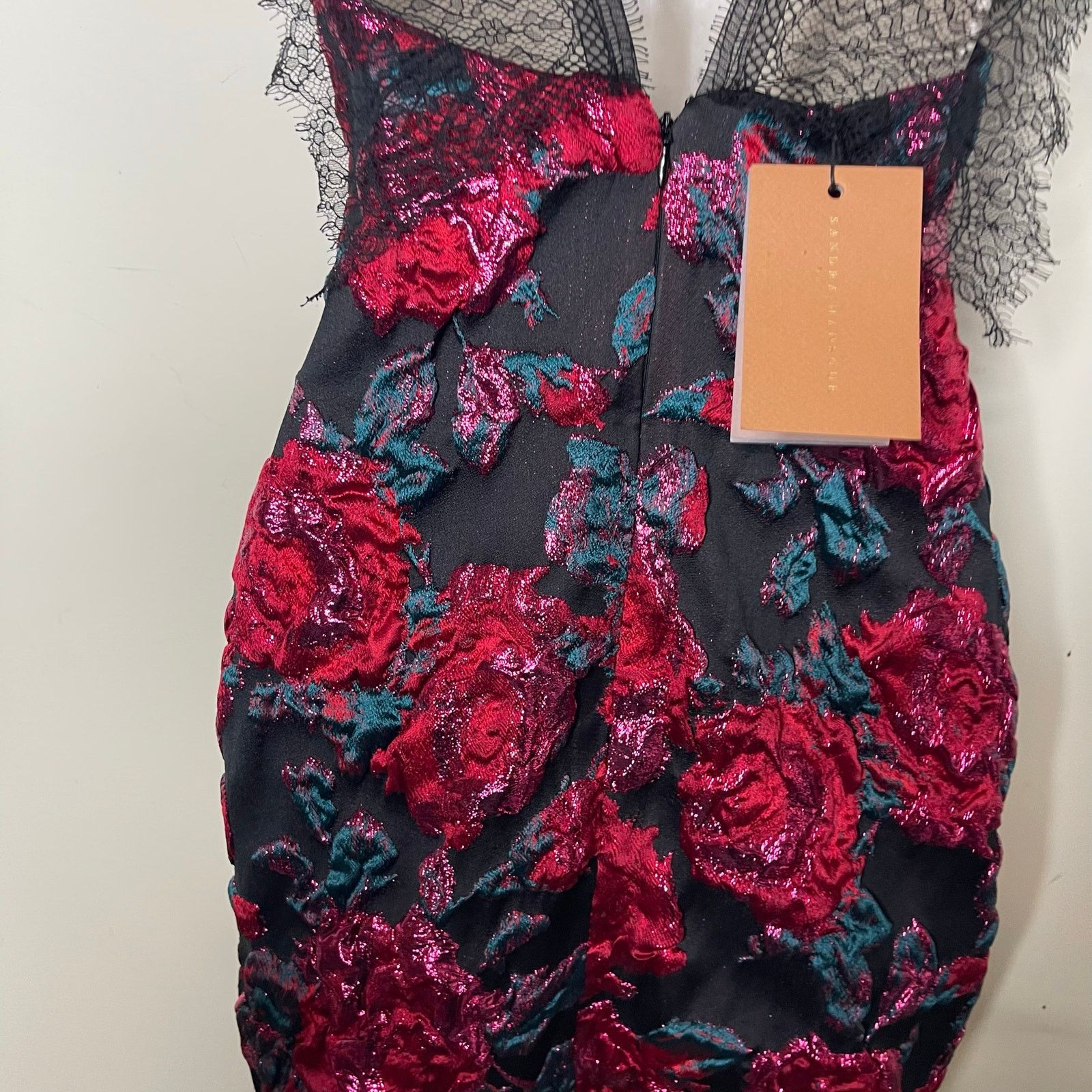 Other NWT Sandra Mansour jacquard pink roses mini black dress Size XS / US 0-2 / IT 36-38 - 13 Thumbnail