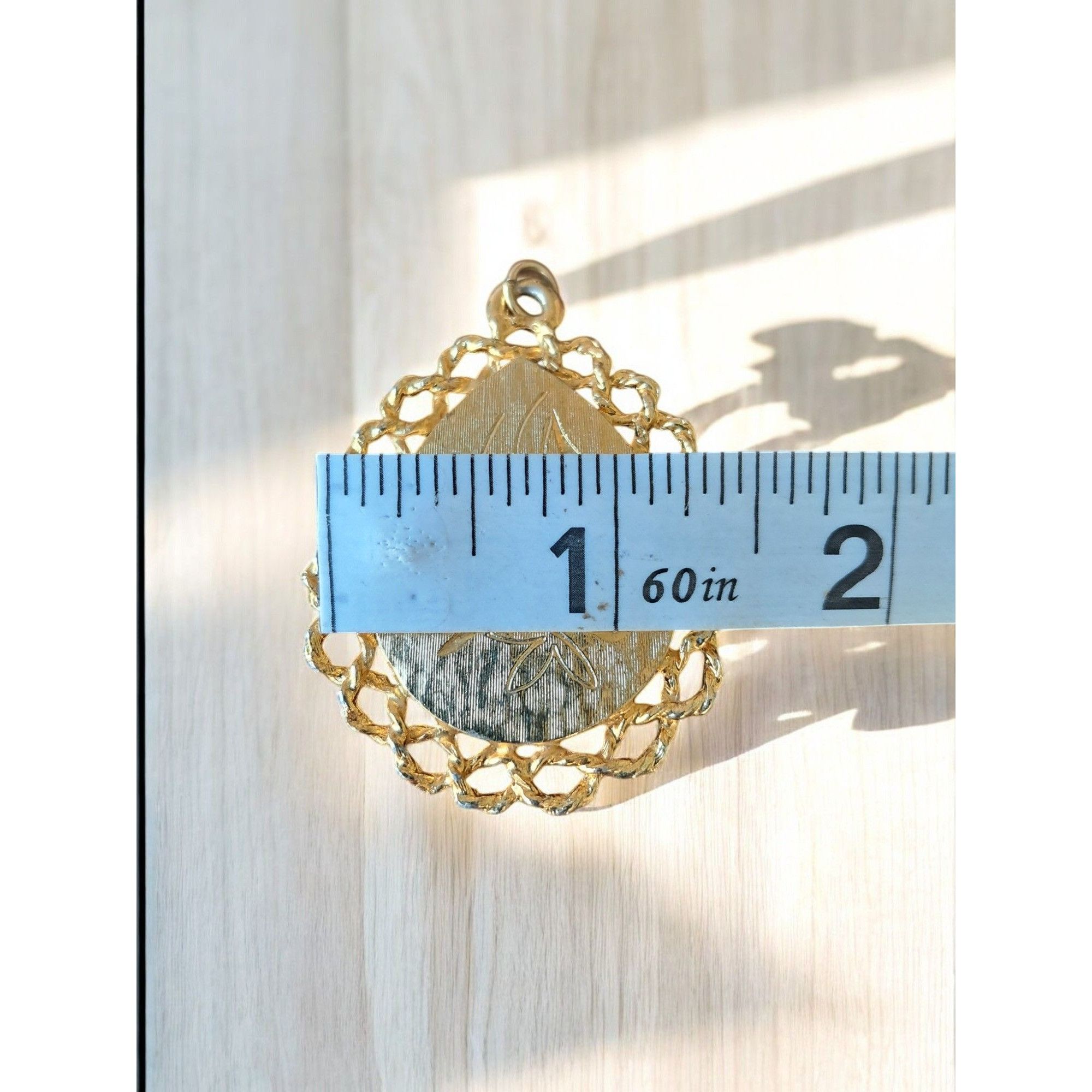 Other Floral Engraved Filigree Border Goldtone Pendant Size ONE SIZE - 3 Thumbnail