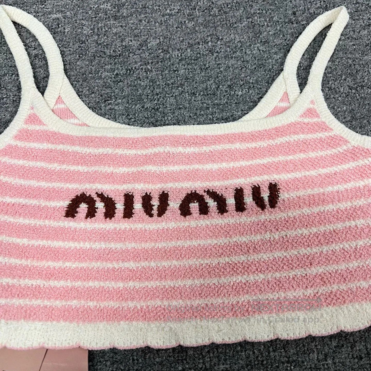Miu Miu Miu Miu New Large Logo Pink Stripe Camisole. Size S / US 4 / IT 40 - 4 Thumbnail