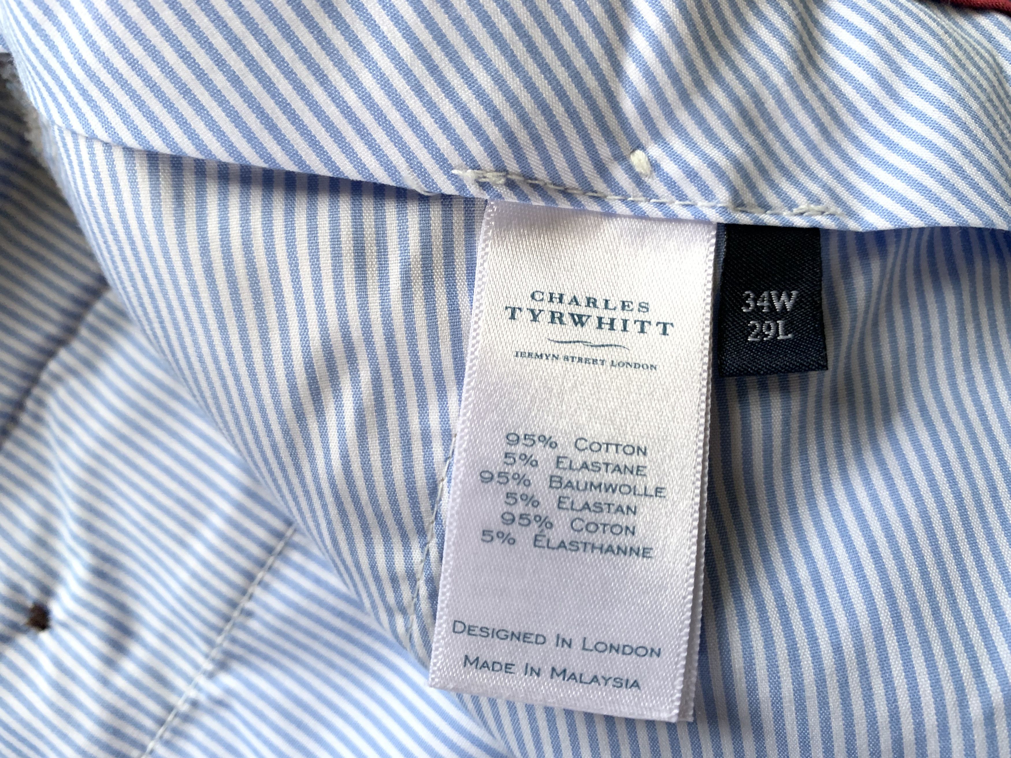 Charles Tyrwhitt × Designer Charles Tyrwhitt Slim Fit Non Iron Trousers Chino Pants Size US 34 / EU 50 - 8 Thumbnail