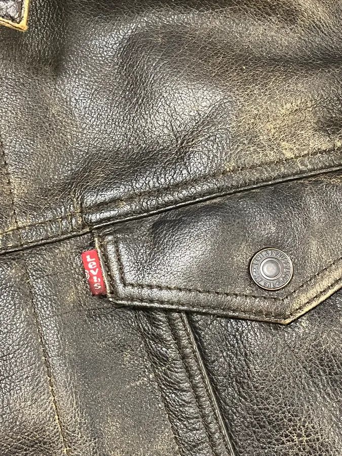 Levi's Levi’s Buffalo Brown Faded Leather Trucker Jacket Size US M / EU 48-50 / 2 - 9 Thumbnail