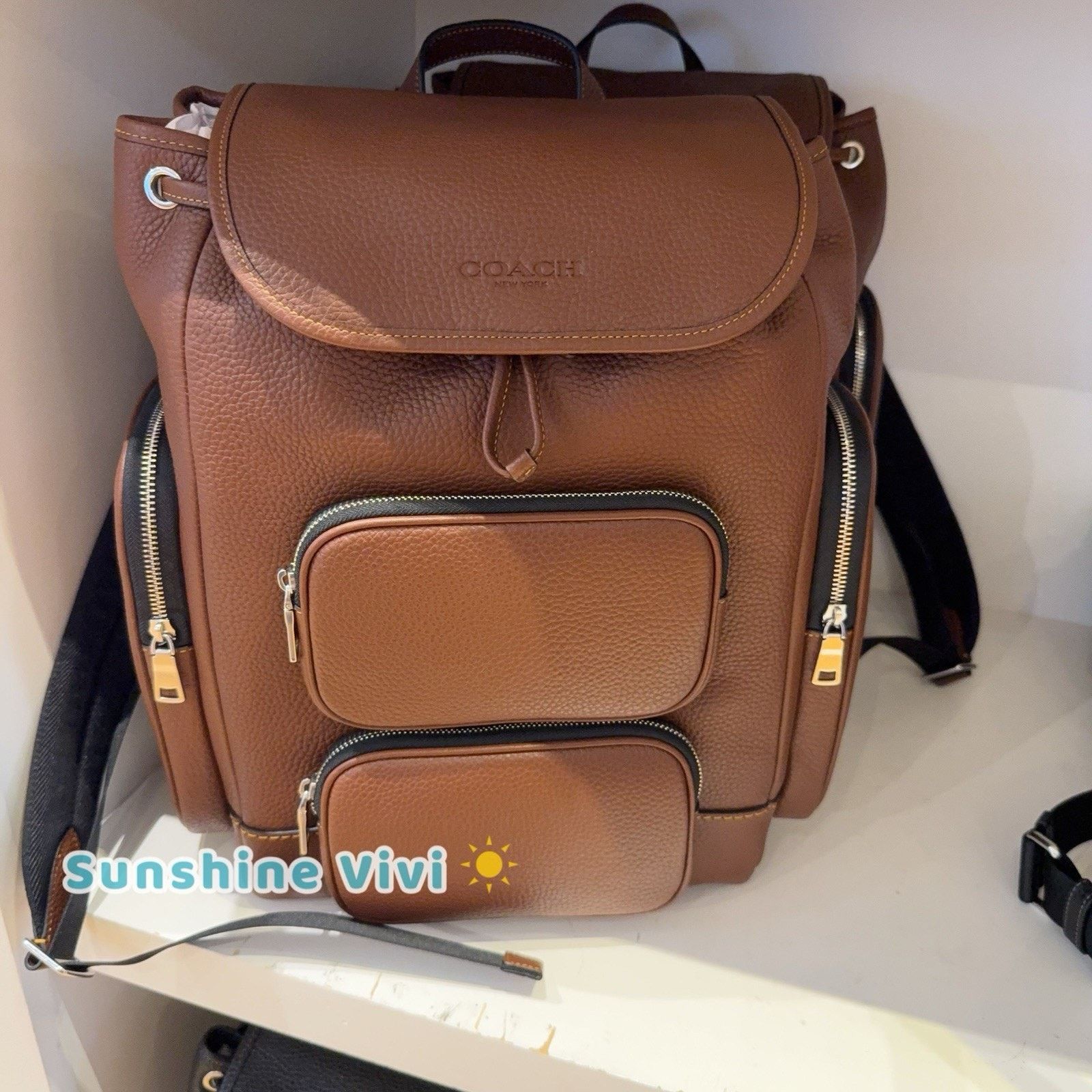 Coach NWT Coach Finn Backpack CDC72 Leather Silver VINTAGE BROWN Size ONE SIZE - 2 Thumbnail