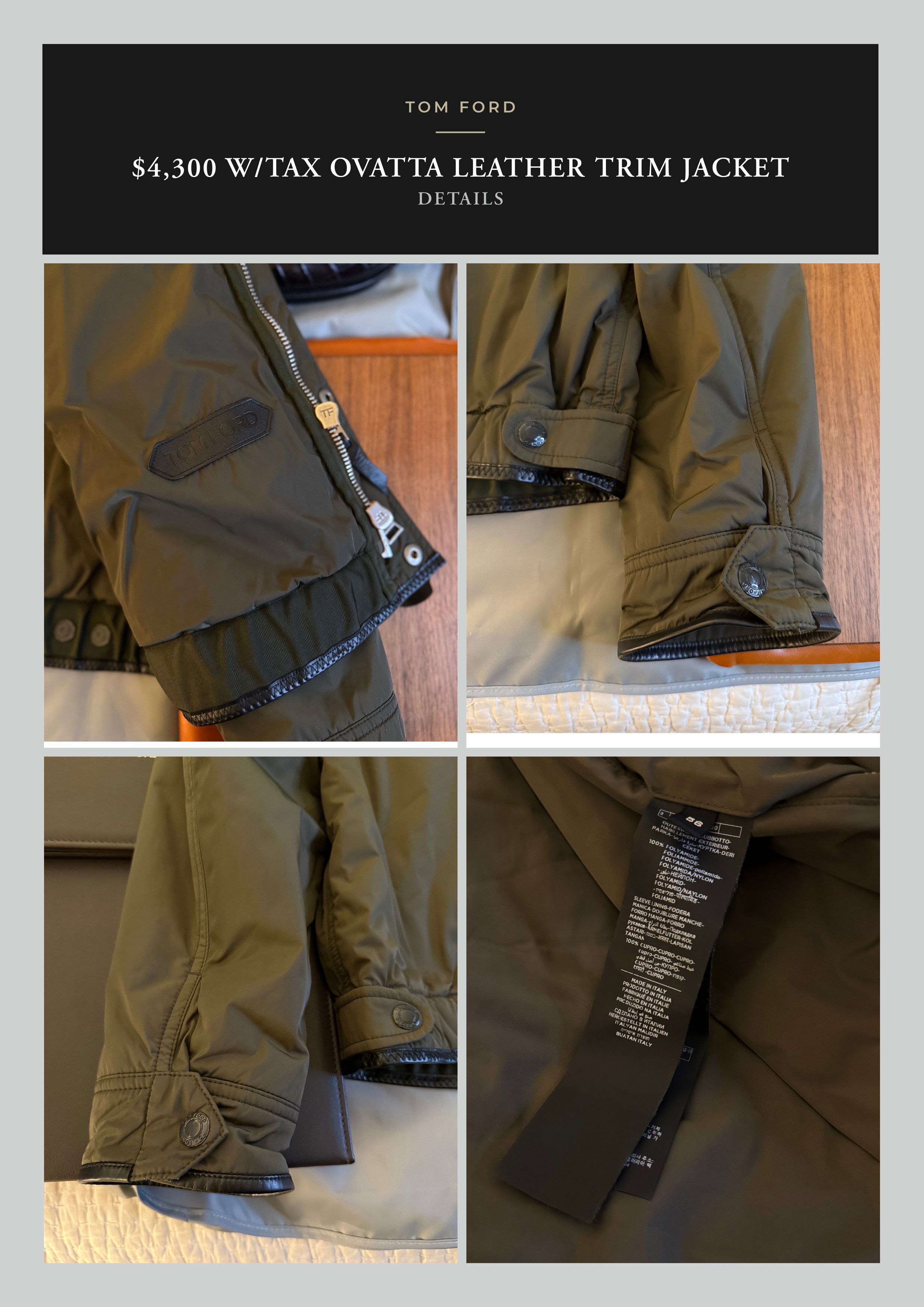 Tom Ford Fits 52, Best Dressed $4,300 w/tax Ovatta Leather Accents Size US XL / EU 56 / 4 - 20 Thumbnail