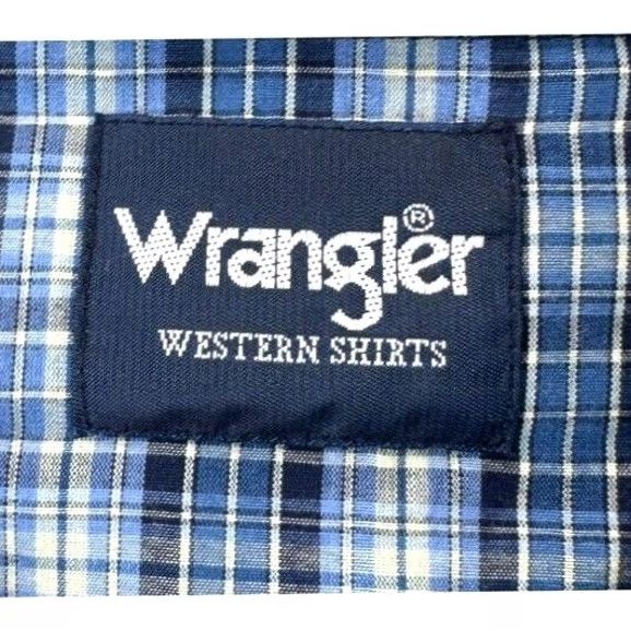 Wrangler VINTAGE Wrangler Western Shirt Mens 2XT Tall Blue Plaid Pearl Snap Button Up Shirt Size US XXL / EU 58 / 5 - 4 Thumbnail