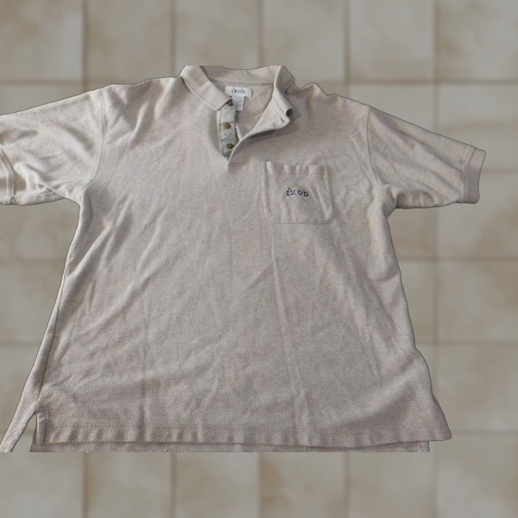 Izod IZOD Polo Shirt XL Beige Mens Classic Logo Golf Button Short Sleeve Knit Cotton Polyester Breathable Easy Care Stretch Vintage: No Size US XL / EU 56 / 4 - 1 Thumbnail