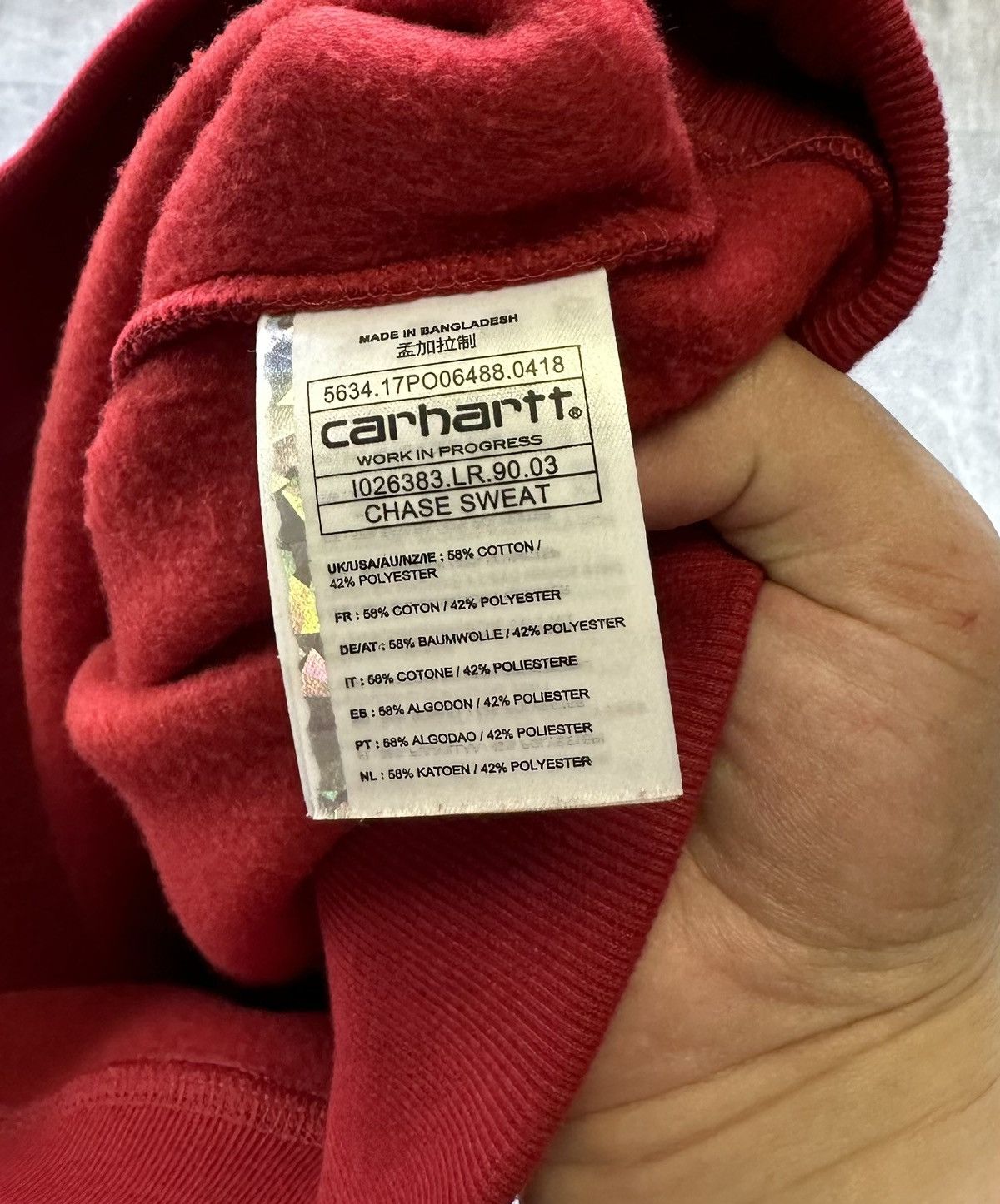 Other Carhartt Red Chase Sweatshirt Small Logo Size US XS / EU 42 / 0 - 6 Thumbnail