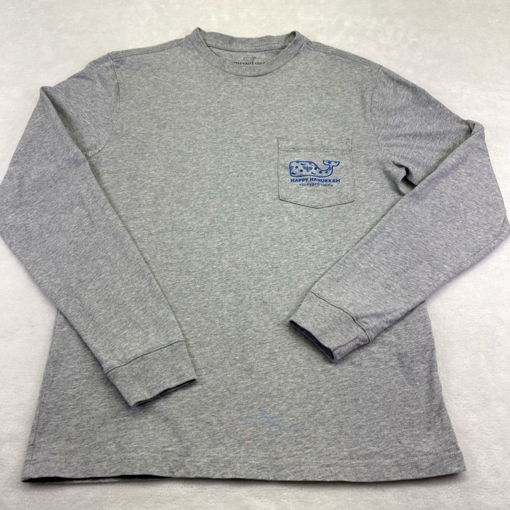 Vineyard Vines Vineyard Vines Happy Hanukkah Whale Menorah Long Sleeve T Shirt Gray XS Mens Size US XS / EU 42 / 0 - 3 Thumbnail