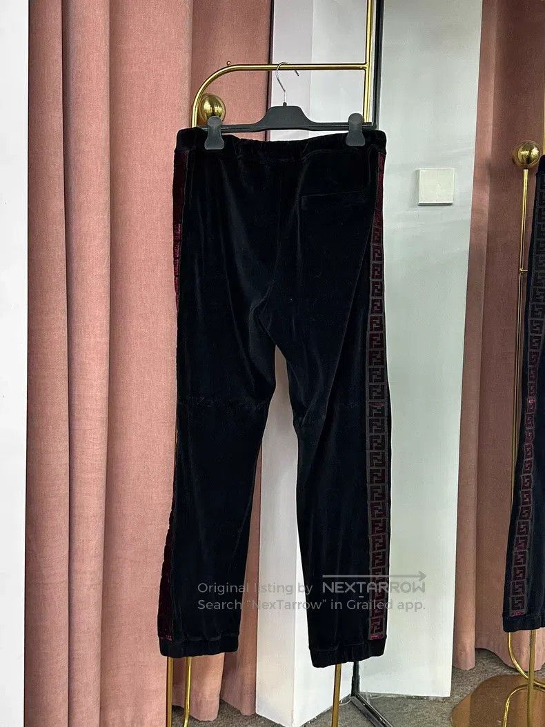 Fendi Fendi Black velvet side-stripe track pants with classic do Size US 36 / EU 52 - 4 Thumbnail