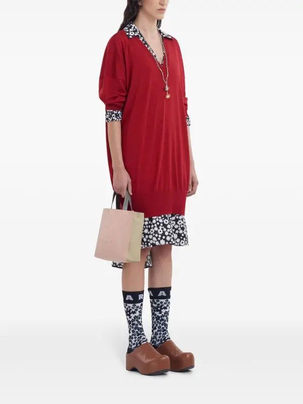 Marni o1w1db10426 V-Neck Jumper in Red Size L / US 10 / IT 46 - 2 Thumbnail