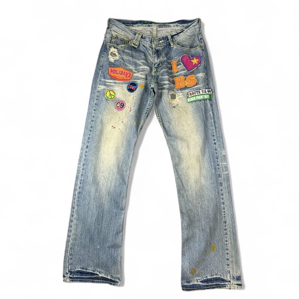 Hysteric Glamour 🔥🇯🇵 Vintage Avant Garde BackStar Paint Patch Denim Size US 33 - 2 Thumbnail