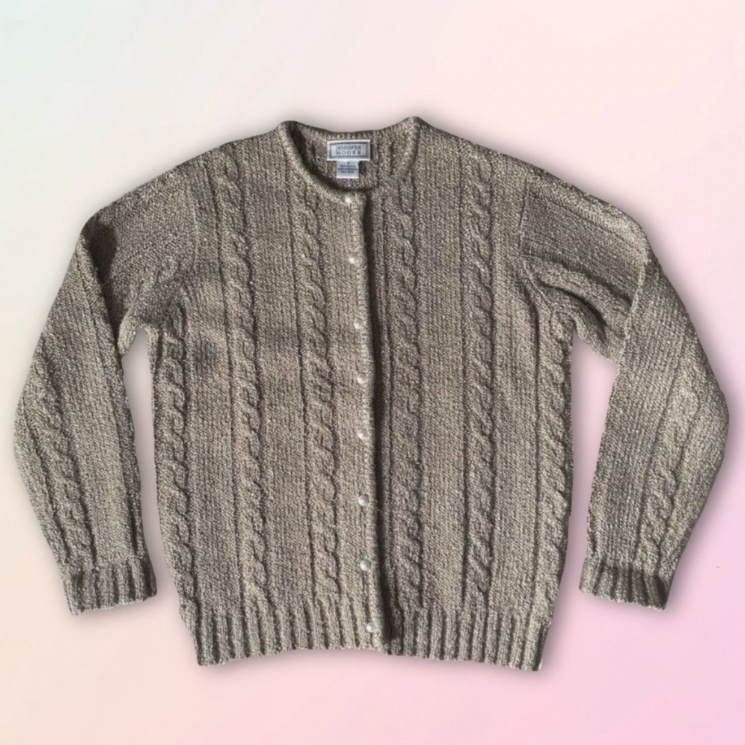 Jennifer Moore Vintage Champagne Cable Knit Sweater