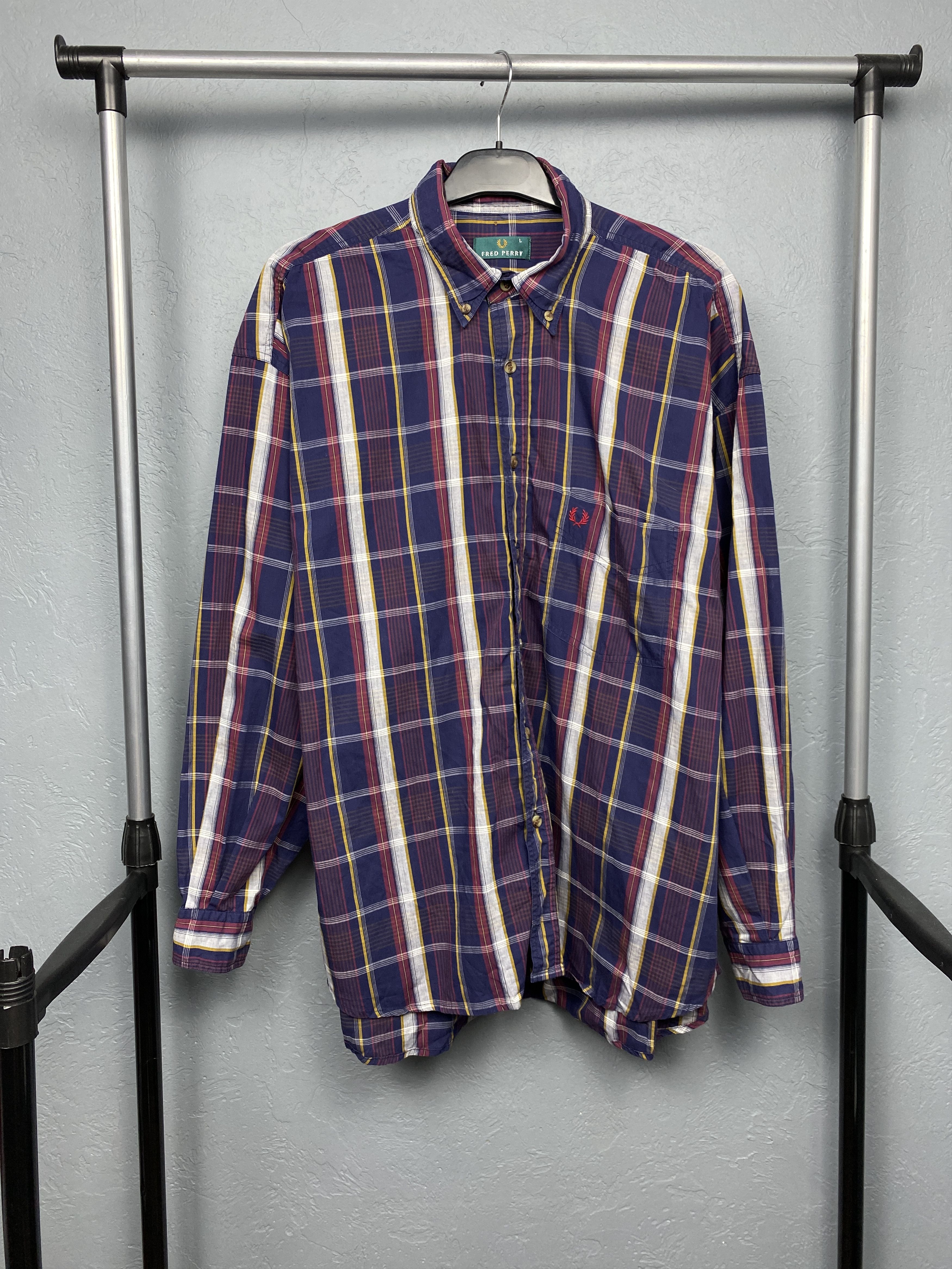 Fred Perry Fred Perry 90s Vintage Mens Long Sleeve Plaid Shirt Size US L / EU 52-54 / 3 - 1 Thumbnail