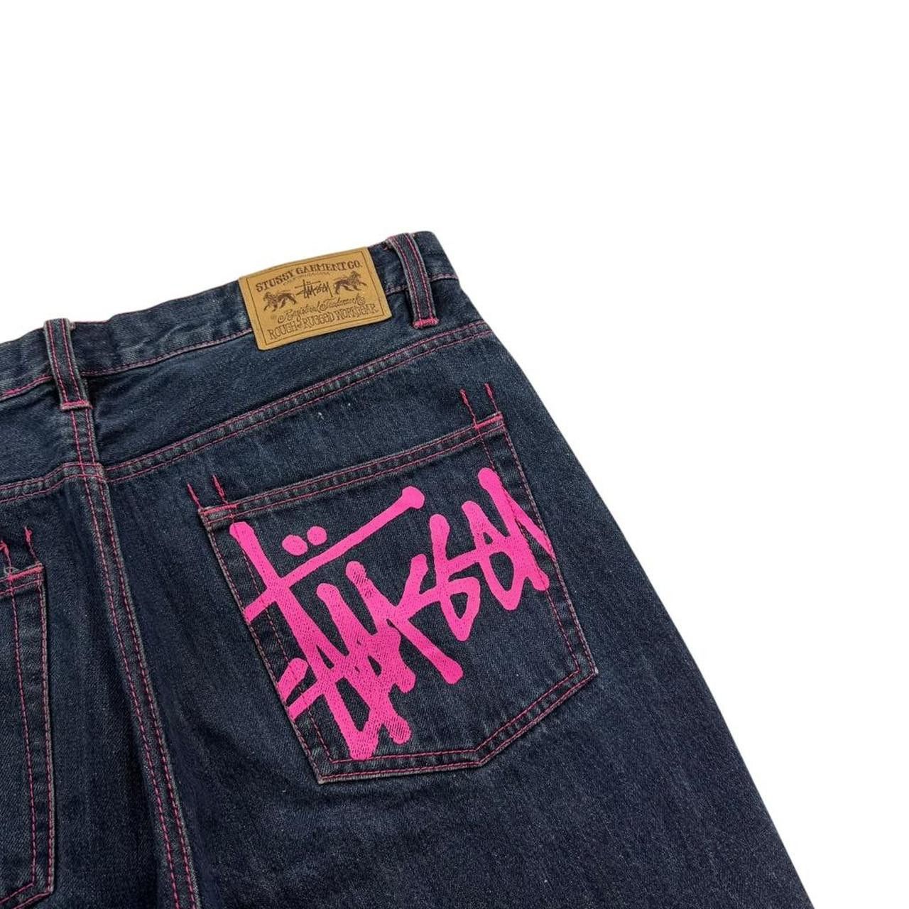 Stussy Vintage Stussy Spellout Denim Shorts / Jorts Pink - Waist 36 Size US 36 / EU 52 - 3 Thumbnail
