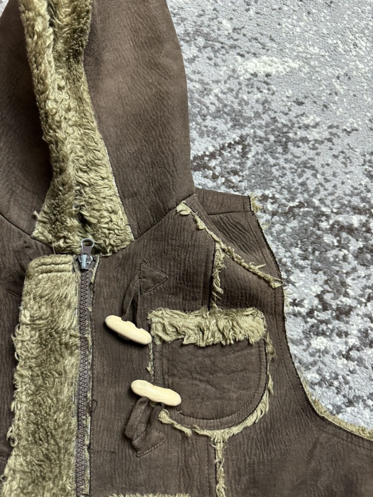 If Six Was Nine × Vintage Vintage Y2K Fuzzy Fur Hood Sued Alaska Avantgarde Vests Size US M / EU 48-50 / 2 - 6 Thumbnail