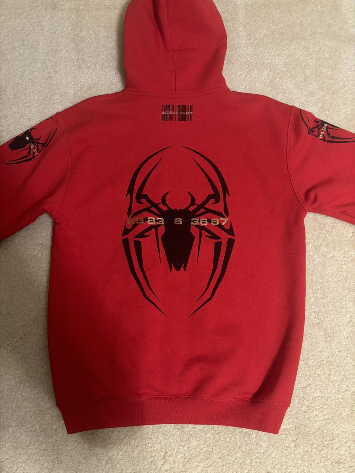 Vetements Vetements VTMNTS Barcode Spider Man Print Hoodie Red Size US XS / EU 42 / 0 - 9 Thumbnail