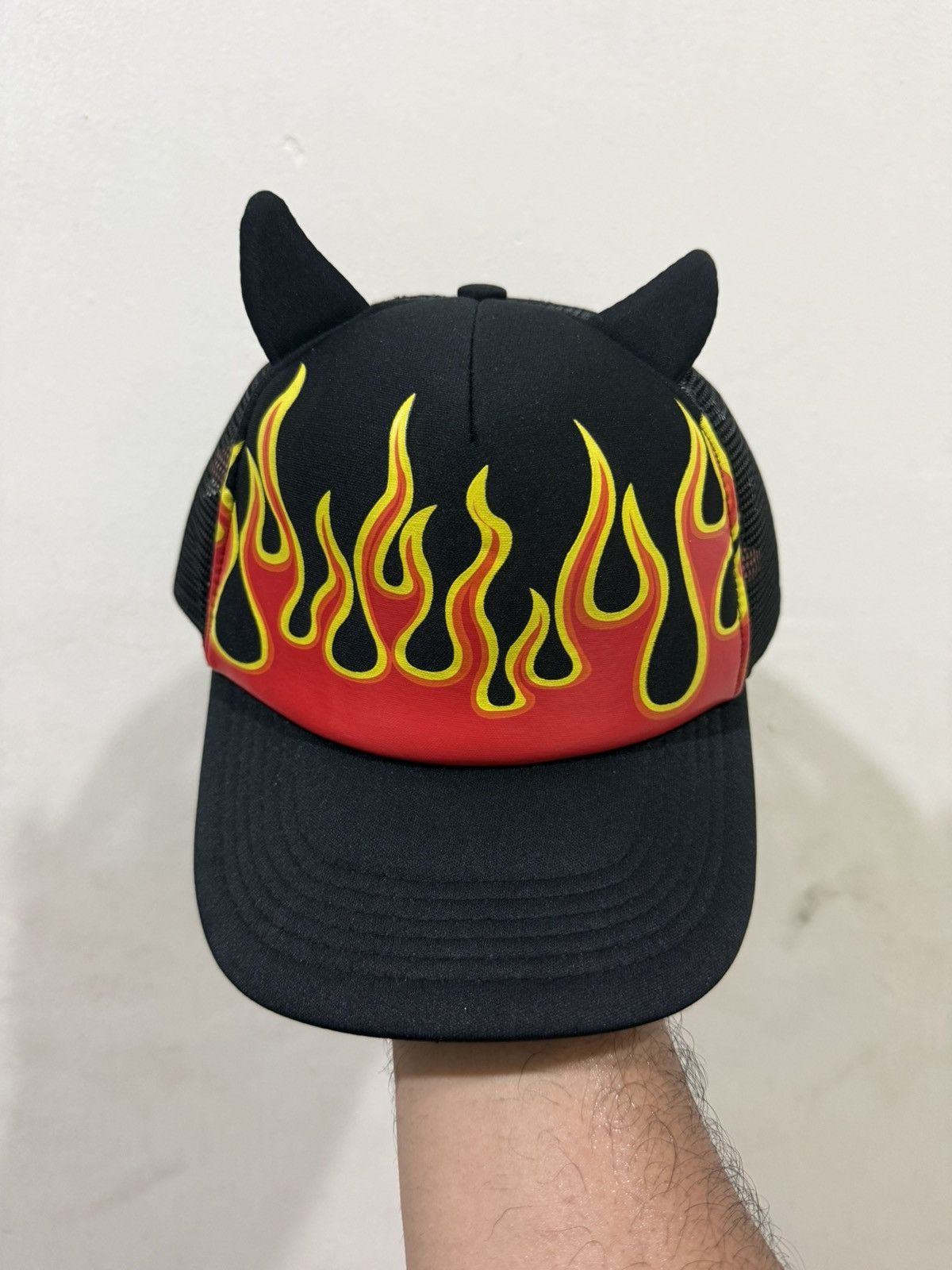 Japanese Brand Y2K Archive Horn Flame Fire Mesh Hat Size ONE SIZE - 2 Thumbnail