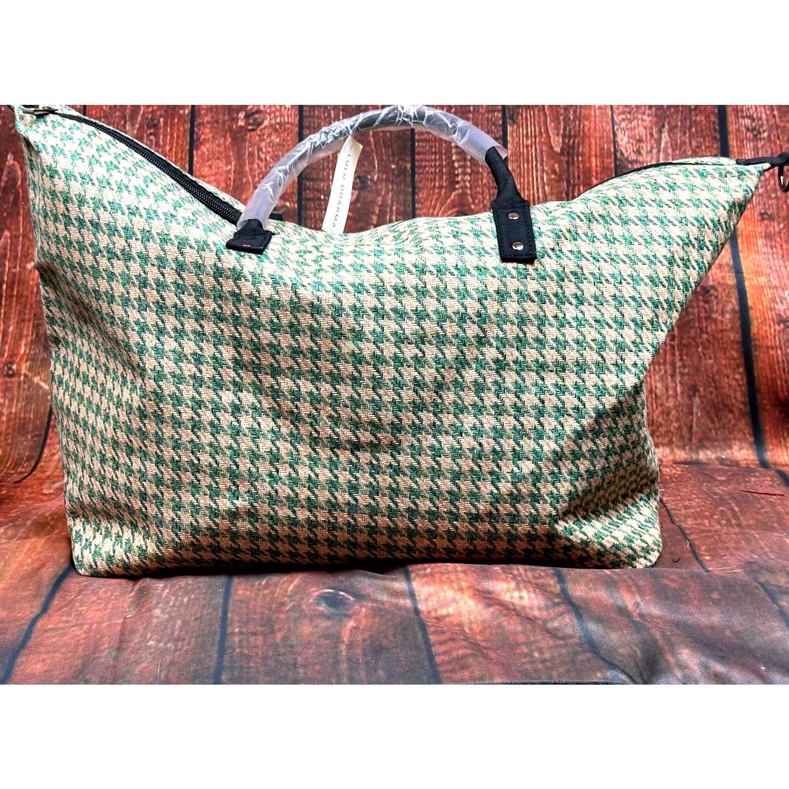 Other LuLu Dharma Houndstooth Weekender Travel Bag Green/Beige OS Size ONE SIZE - 5 Thumbnail