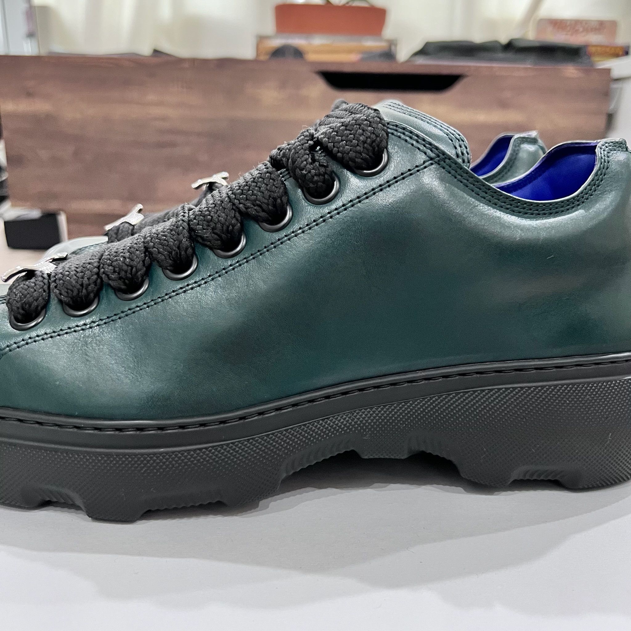 Burberry Burberry Green Leather Ranger Chunky Sole Sneakers Size US 10 / EU 43 - 4 Thumbnail