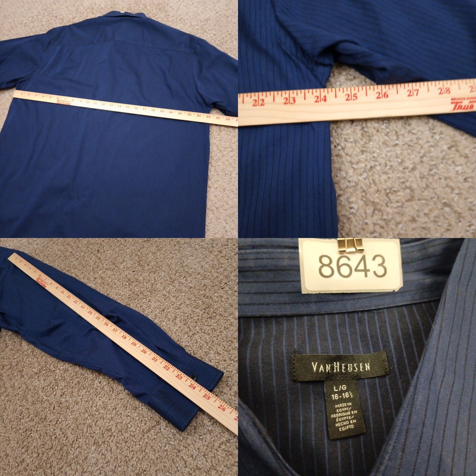 Van Heusen Van Heusen Shirt Mens Large Blue Striped Long Sleeve Button Up Cotton Blend Size US L / EU 52-54 / 3 - 8 Thumbnail