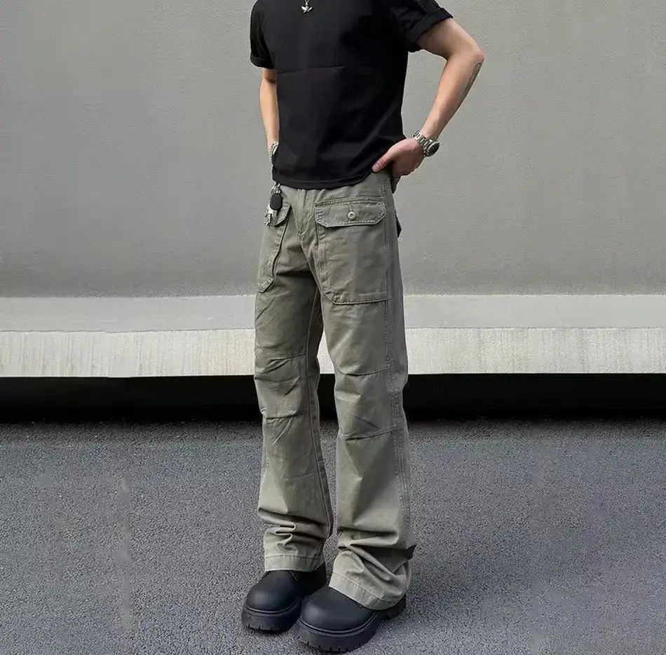 Japanese Brand Streetwear Design Pocket Punk Loose Straight Cargo Pants Size US 34 / EU 50 - 4 Thumbnail