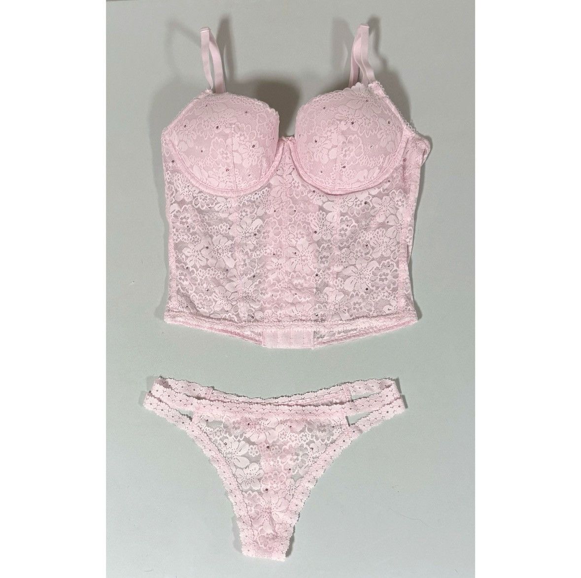 Victoria's Secret Pink Diamond Lingerie Bra Top and Bottoms Set of 2 Size S 🎀✨ Size S / US 4 / IT 40 - 1 Thumbnail