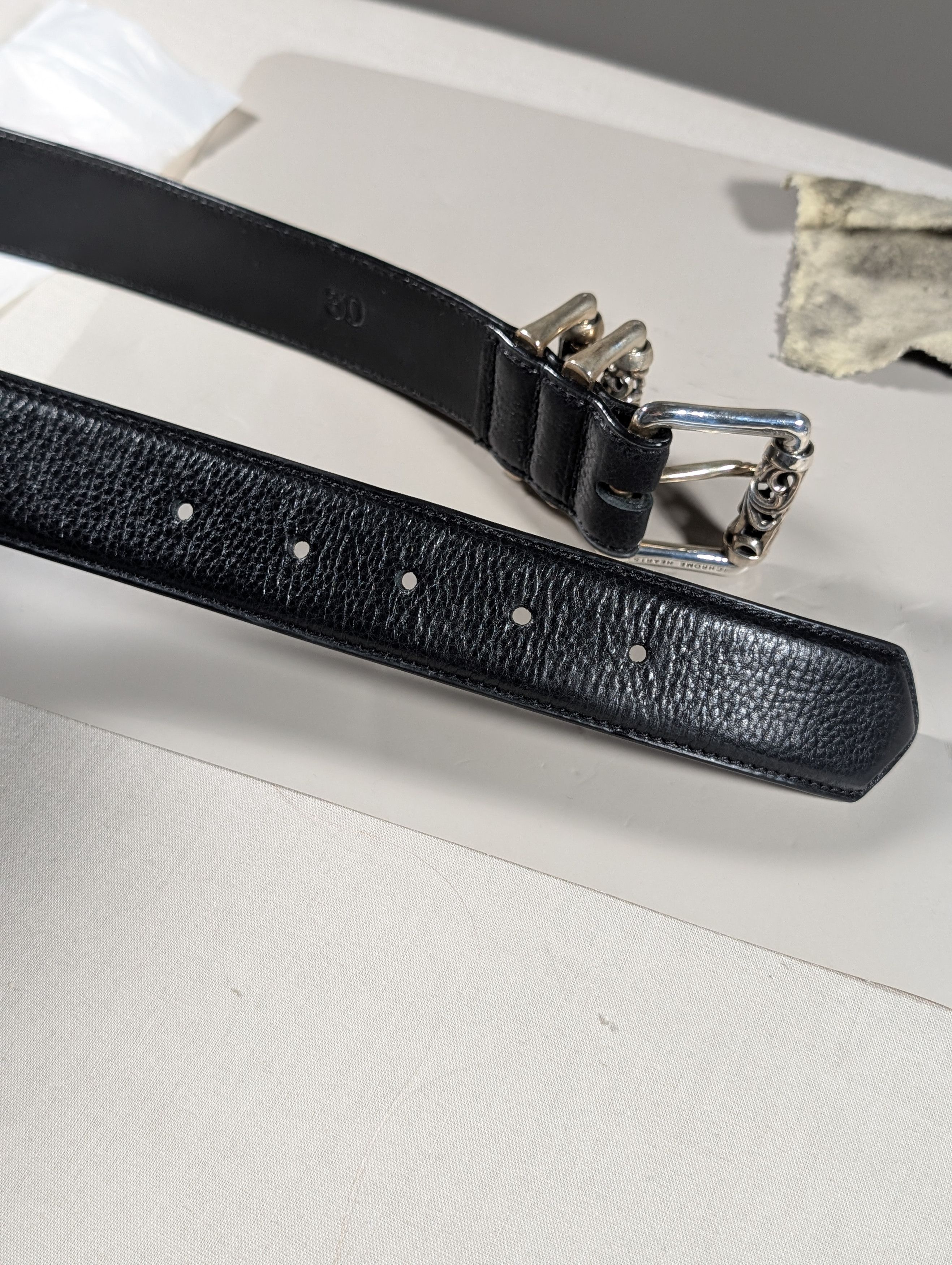 Chrome Hearts CH Roller Belt 1.5" Roller Buckle Chrome Hearts Black Belt Size 30 - 3 Thumbnail