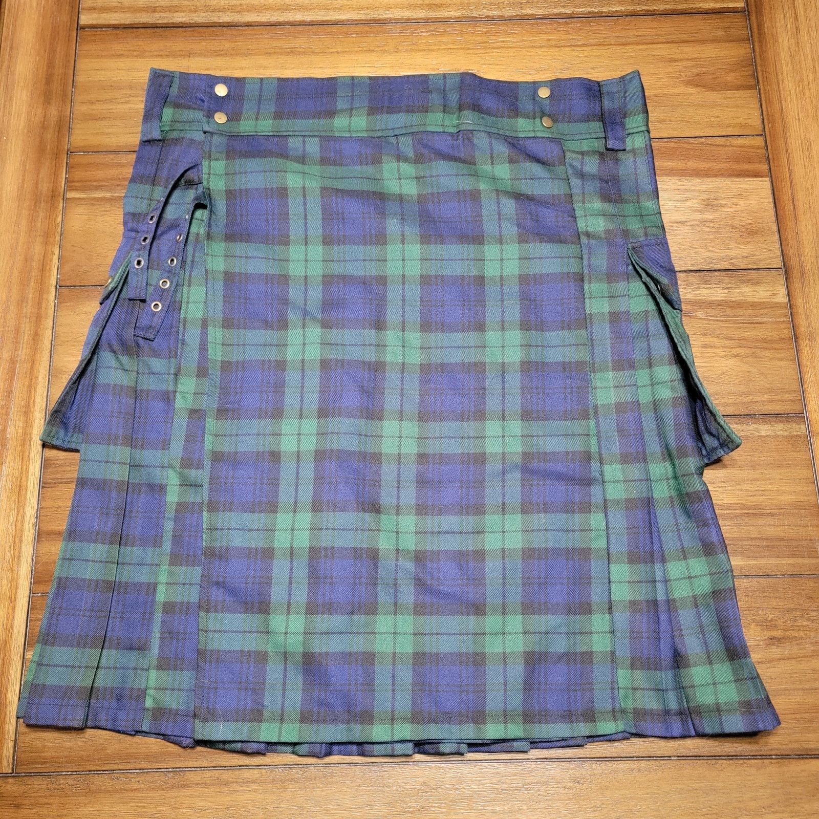 Other Men's Heavy Tartan Utility Kilt Green & Blue - Size XL Size 40" / US 18 - 3 Thumbnail