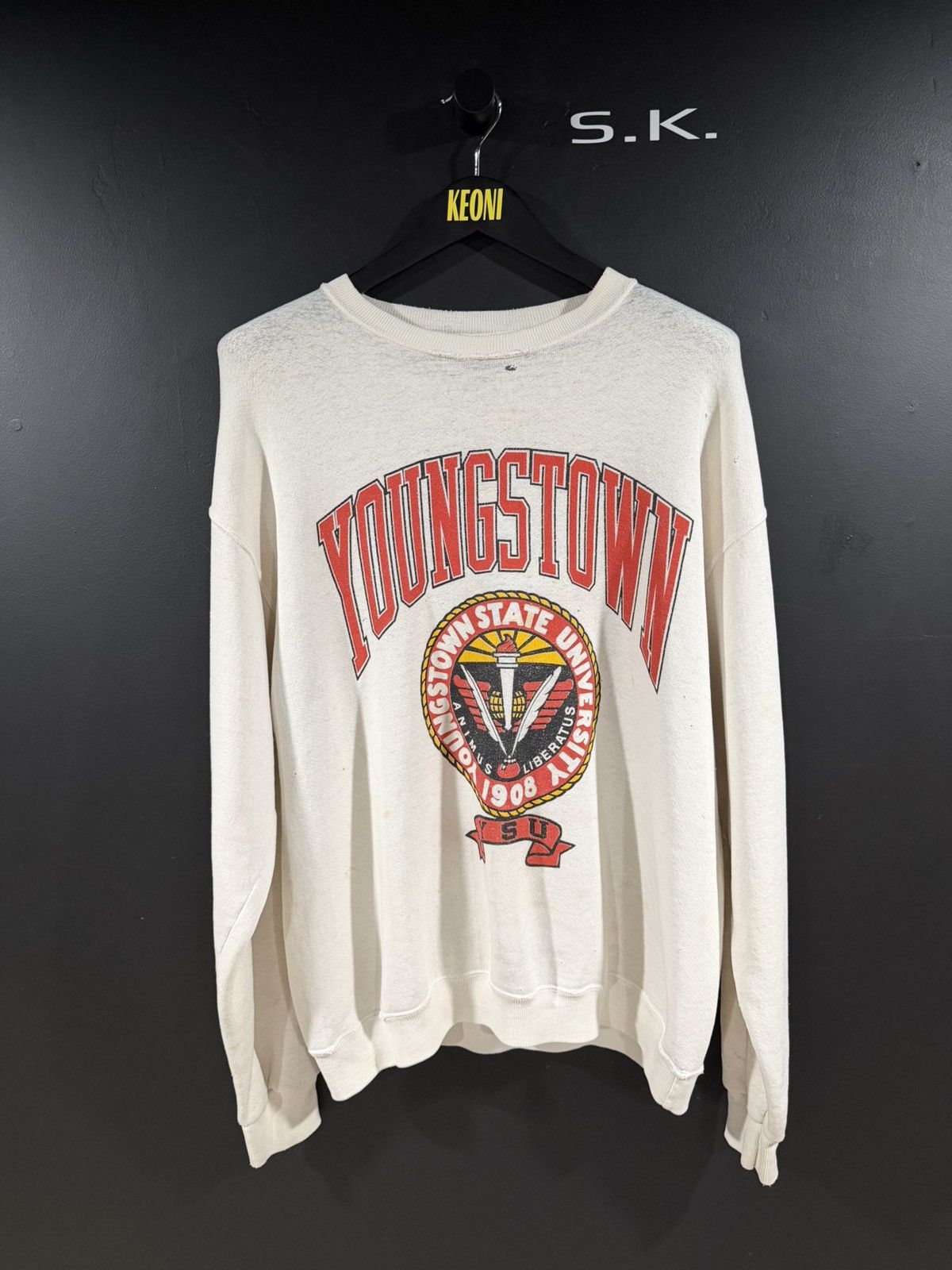 Vintage 1980s Vintage Youngstown State Soft Distressed Sweatshirt XL Size US XL / EU 56 / 4 - 1 Thumbnail