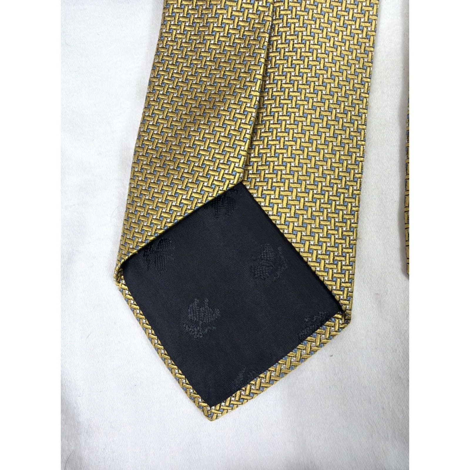 Brooks Brothers Brooks Brothers Tie Men Gold Blue Polyester Geometric Pattern Adult Neckwear Size ONE SIZE - 6 Thumbnail