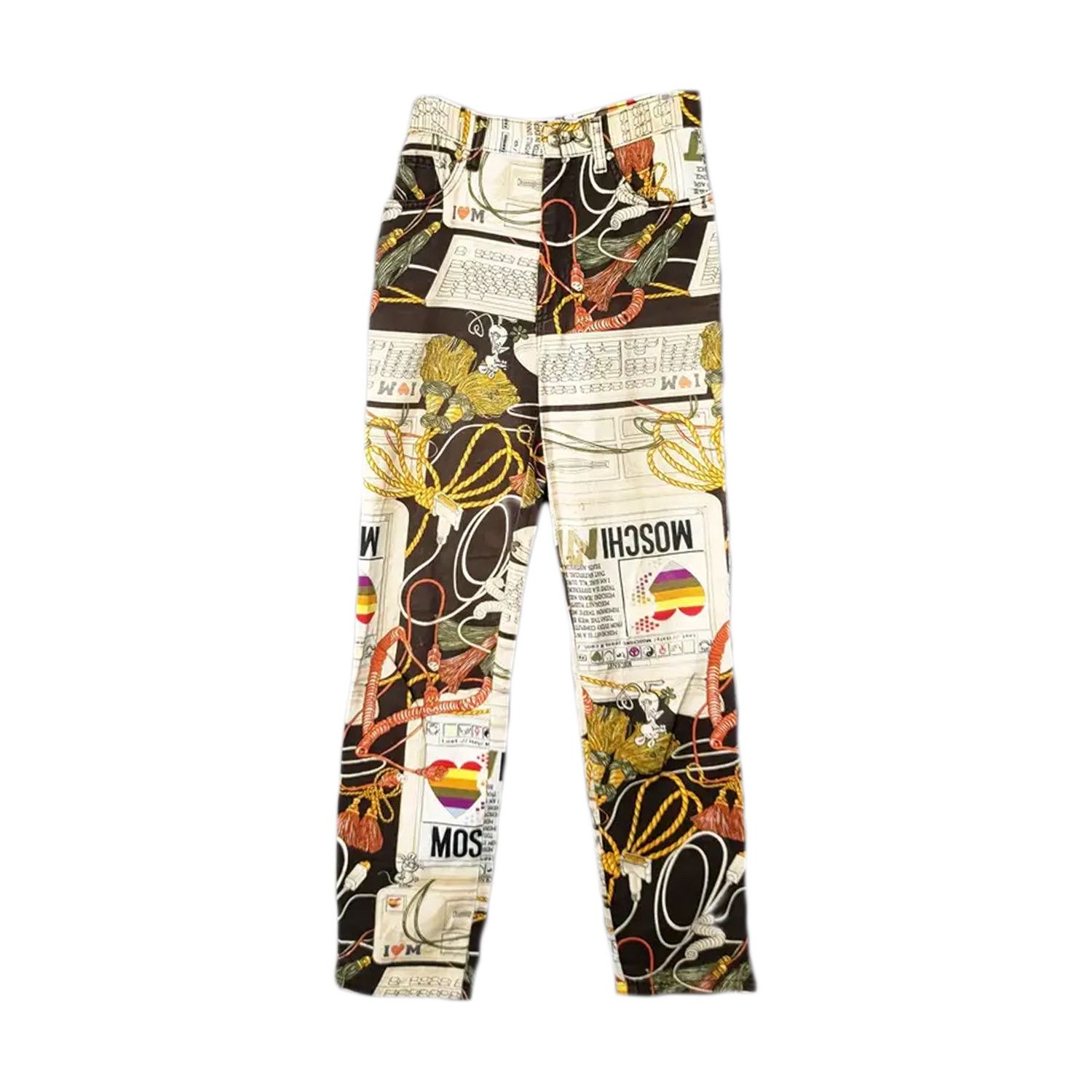 MOSCHINO JEANS POP ART ALL OVERPRINT DENIM PANTS