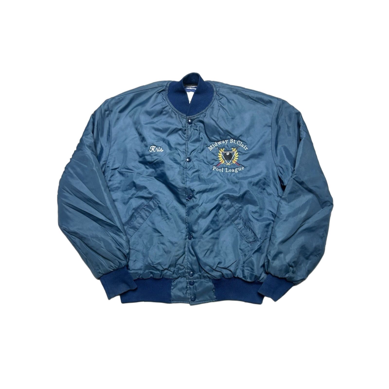 Holloway VINTAGE Holloway Bomber Jacket 80s Nylon Blue Quilted XL Mens Jacket Size US XL / EU 56 / 4 - 1 Thumbnail