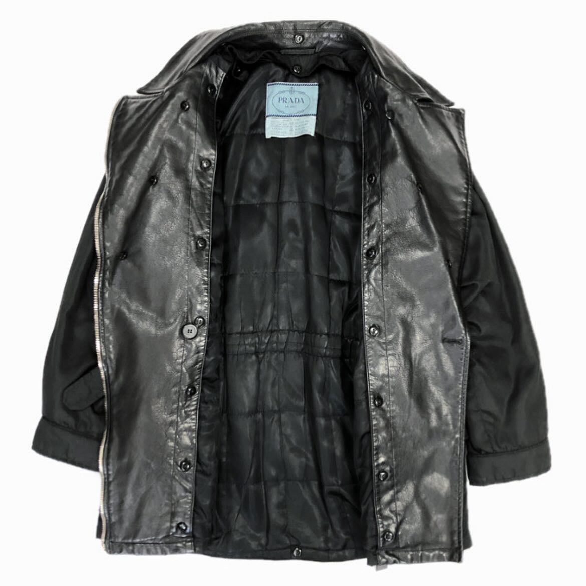 Prada Prada FW93/94 belted nylon leather coat Size M / US 6-8 / IT 42-44 - 4 Thumbnail