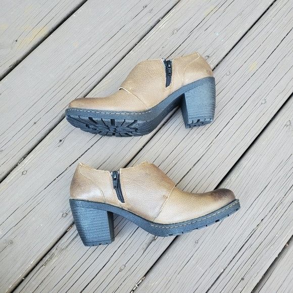 Born Born Canty Tan Leather Burnished Chunky Heel Buckle Western Size US 9.5 / IT 39.5 - 5 Thumbnail