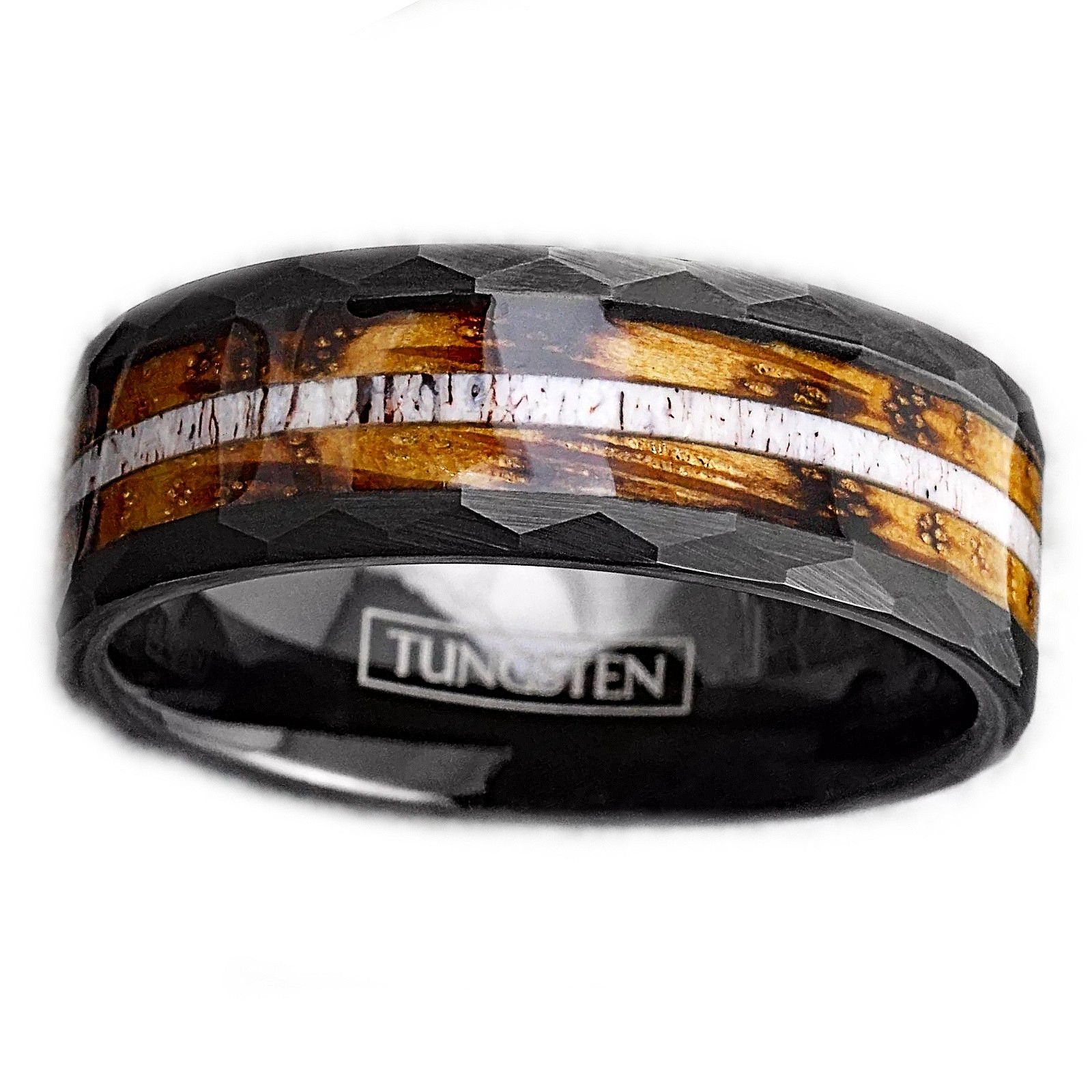Other Tungsten Mens Ring Deer Antler & Wood Inlay Wedding Band Size ONE SIZE - 1 Thumbnail