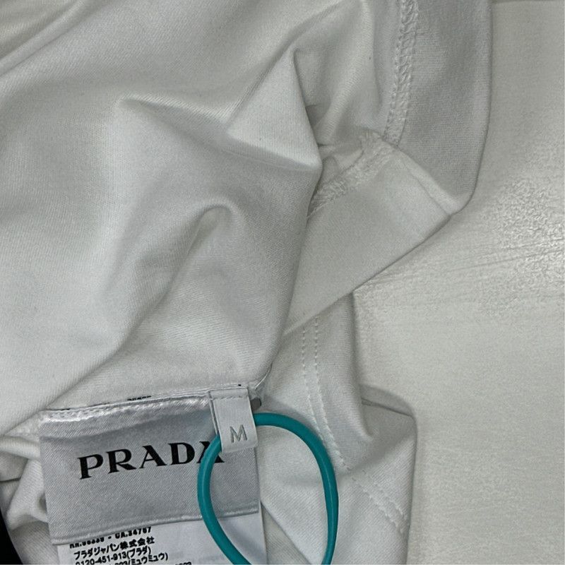 Prada Prada Logo Print White Crew Neck TShirt-2506 Size US M / EU 48-50 / 2 - 1 Thumbnail