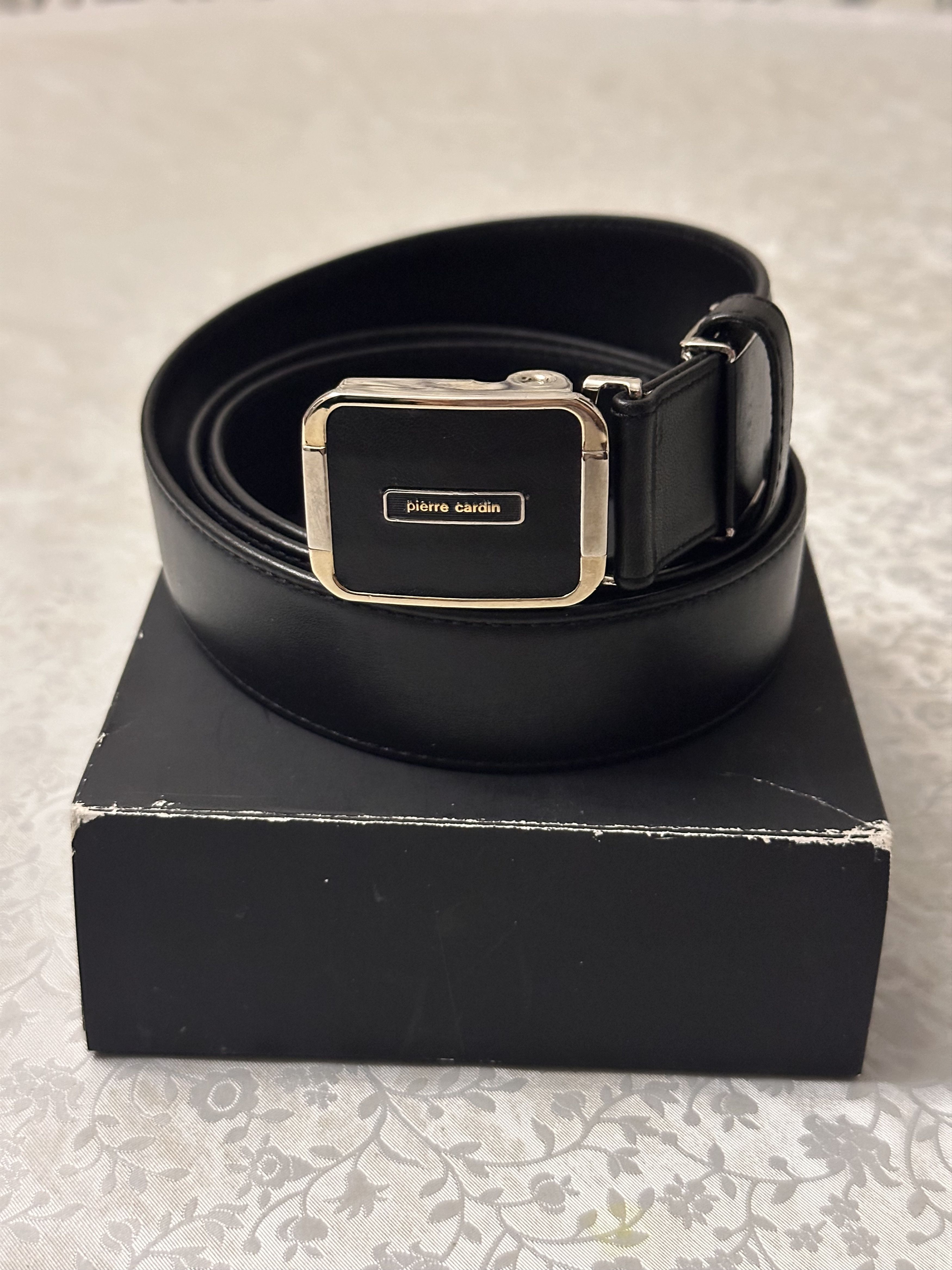 90's Pierre Cardin Black Leather Contrast Old Money Belt
